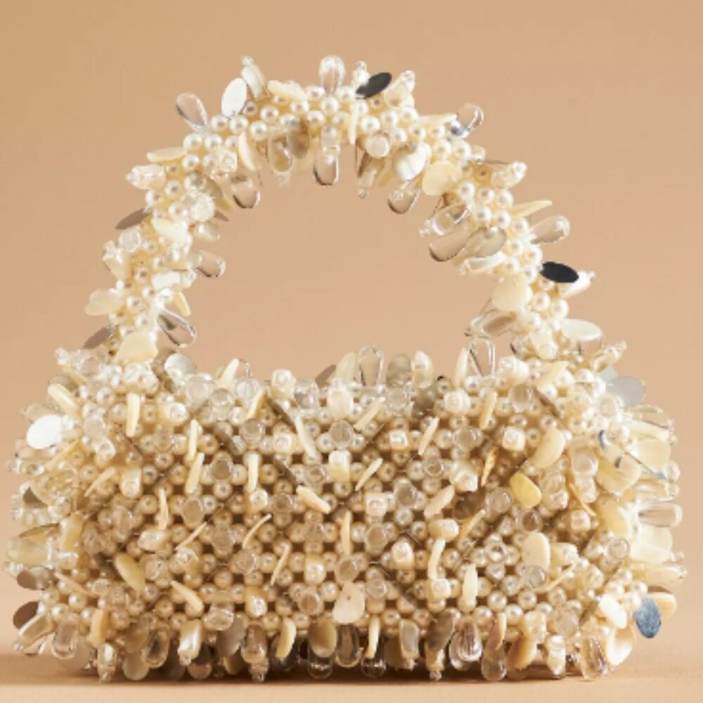 Anthropologie Pearl Fringe Handbag